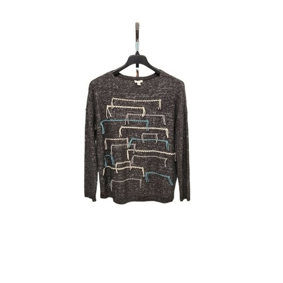 Pure Jill by J.Jill Sweater Womens Medium Heathered Gray Knit Fringe Pul… - Picture 2 of 6